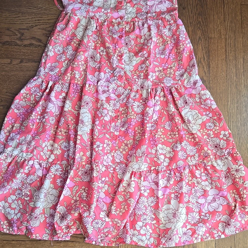 BOG Collective Floral Sleeveless Prairie Style Dress Salmon Pink Size S - Picture 4 of 8